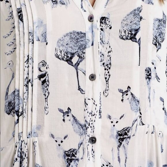 ANTHROPOLOGIE - XL - Maeve Fauna Animal Print Long Sleeve Tunic - Picture 2 of 6